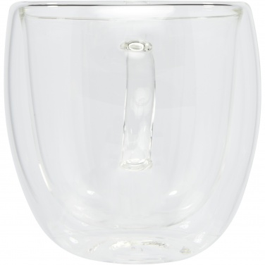 Logotrade werbemittel das Foto: Manti 2-teiliger 250 ml doppelwandiger Glasbecher mit Bambusuntersetzer 