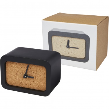 Logotrade Firmengeschenke das Foto: Momento Kalkstein Tischuhr mit wireless Ladefunktion