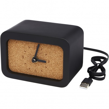 Logotrade Werbegeschenke das Foto: Momento Kalkstein Tischuhr mit wireless Ladefunktion