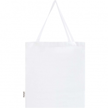 Logotrade Werbegeschenke das Foto: Madras 140 g/m² Baumwoll Tragetasche mit Seitenfalten aus GRS recycelter Baumwolle