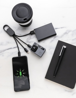 Logotrade Werbegeschenke das Foto: 4-in-1 Kabel mit Karabiner-Clip