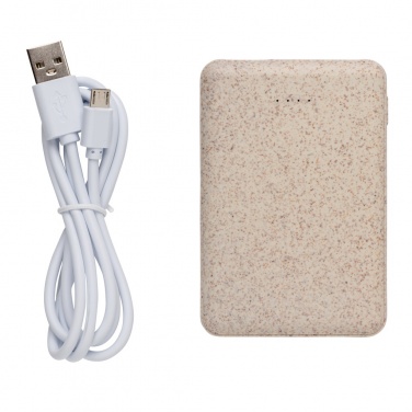 Logotrade Werbeartikel das Foto: Weizenstroh 5.000 mAh Pocket Powerbank