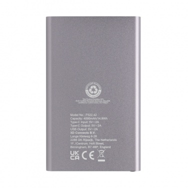 Logotrade werbemittel das Foto: 4.000mAh Type-C Powerbank aus RCS recyeltem ABS & Aluminium