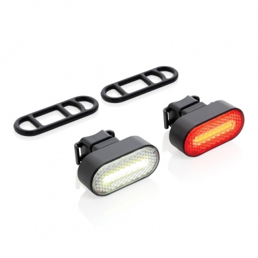 Logotrade Geschäftsgeschenke das Foto: Lumino USB Fahrradlicht-Set aus RCS recyceltem Kunststoff