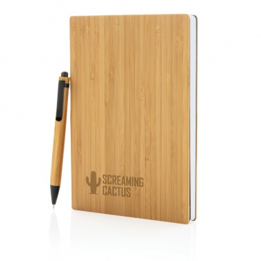 Logotrade Geschäftsgeschenke das Foto: A5 Bambus Notizbuch & Stift