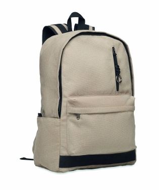 Logotrade Werbegeschenke das Foto: Ein 15-Zoll-Laptop-Rucksack aus recycelter Pre-Consumer-Baumwolle mit individuell anpassbarem Druck