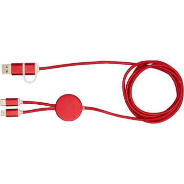 Logotrade Werbegeschenke das Foto: Alasia 150 cm 5-in-1 Kabel aus recyceltem Kunststoff für Datenübertragung und 27W Schnellladung