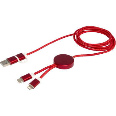 Logotrade Werbeartikel das Foto: Alasia 150 cm 5-in-1 Kabel aus recyceltem Kunststoff für Datenübertragung und 27W Schnellladung