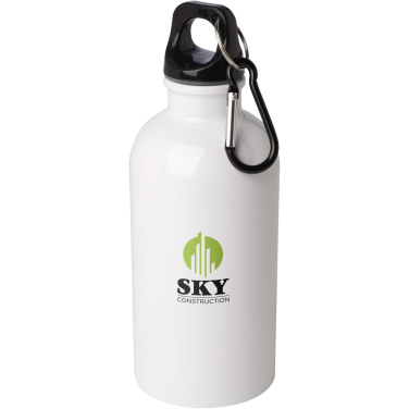 Logotrade werbemittel das Foto: Oregon 400 ml RCS-zertifizierte, einwandige Trinkflasche aus Edelstahl mit Karabinerhaken