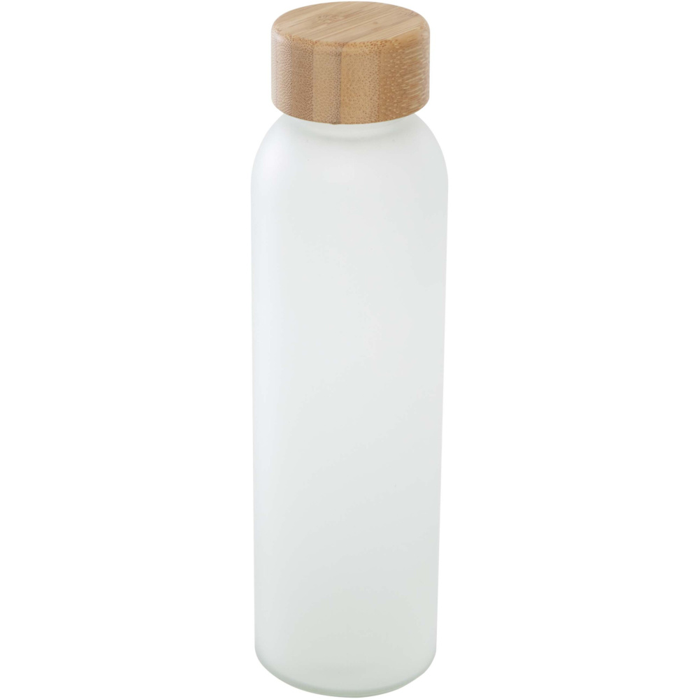 Logotrade Werbeartikel das Foto: Lume 500 ml Flasche aus mattiertem Kalknatronglas mit Bambusdeckel