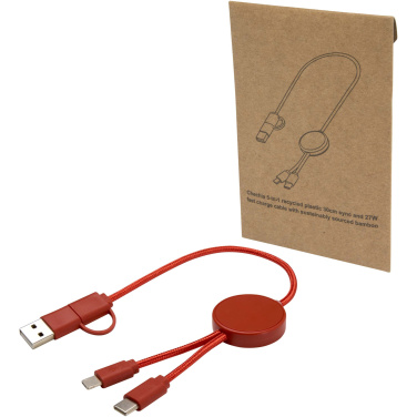 Logotrade Werbegeschenke das Foto: Citala 30 cm 5-in-1 Kabel aus recyceltem Kunststoff für Datenübertragung und 27W Schnellladung