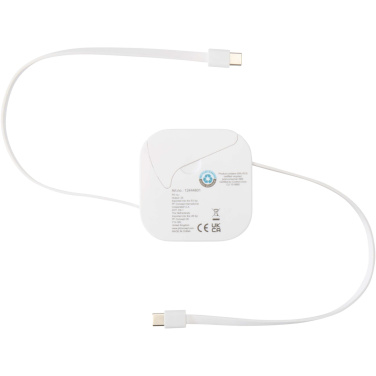 Logotrade werbemittel das Foto: Gloas Aufrollbares 5 in 1 Kabel aus Recyclingmaterial mit Datensynchronisierung und 100 W Schnellladefunktion sowie Smartphone Toolkit