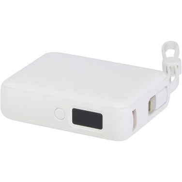 Logotrade Firmengeschenke das Foto: Acrux 35 W 10.000 mAh Tablet Powerbank mit integriertem Typ-C-Kabel aus recyceltem Kunststoff