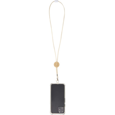 Logotrade Firmengeschenke das Foto: Adhab Smartphone Lanyard mit Bambusdetails