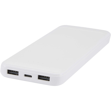 Logotrade Geschäftsgeschenke das Foto: Adhil 10 W 10.000 mAh Powerbank aus recyceltem Kunststoff mit 2 integrierten Kabeln