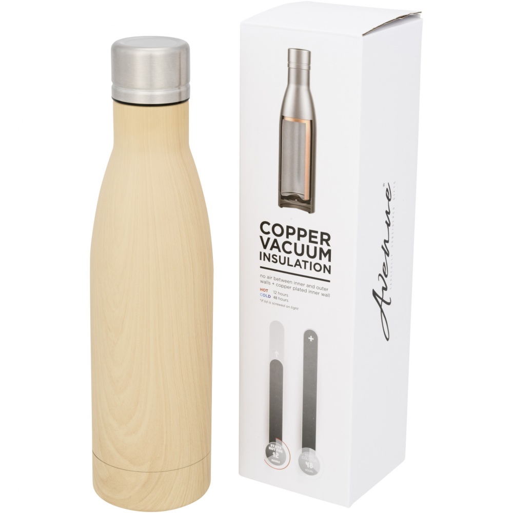 Logotrade promotional product image of: Vasa 500 ml wood-look copper vacuum insulated bottle