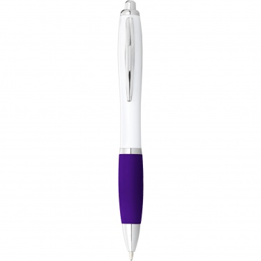 Logotrade advertising product picture of: Nash ballpoint pen with white barrel and coloured grip