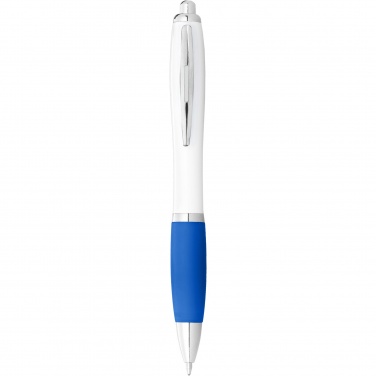 Logo trade advertising products image of: Nash ballpoint pen with white barrel and coloured grip