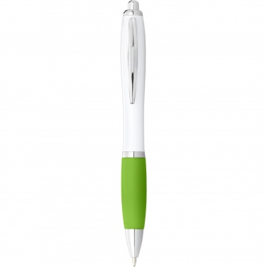 Logo trade corporate gift photo of: Nash ballpoint pen with white barrel and coloured grip
