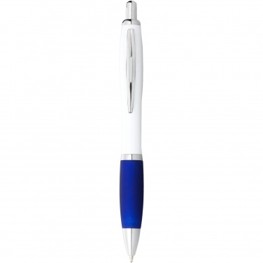 Logo trade promotional giveaways image of: Nash ballpoint pen white barrel and coloured grip