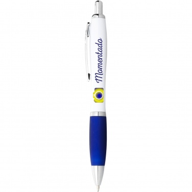 Logo trade advertising products image of: Nash ballpoint pen white barrel and coloured grip