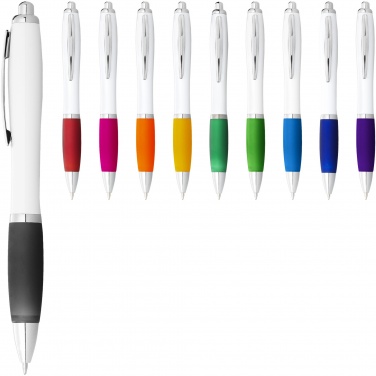 Logotrade promotional item picture of: Nash ballpoint pen white barrel and coloured grip