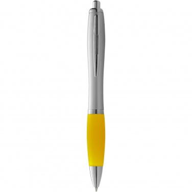 Logo trade promotional gifts image of: Nash ballpoint pen silver barrel and coloured grip