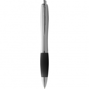 Logo trade business gift photo of: Nash ballpoint pen silver barrel and coloured grip