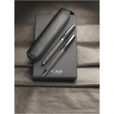 Logotrade promotional product picture of: Carbon duo pen gift set with pouch