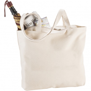 Logotrade promotional gift picture of: Ningbo 320 g/m² zippered cotton tote bag 15L
