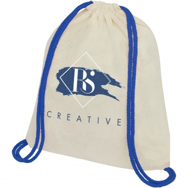 Logotrade promotional giveaways photo of: Oregon 100 g/m² cotton drawstring bag with coloured cords 5L