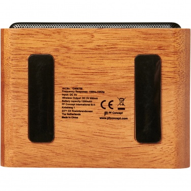 Logo trade business gift photo of: Wooden 3W speaker with wireless charging pad