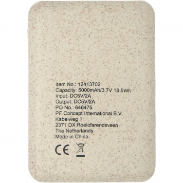 Logo trade promotional gifts picture of: Asama 5000 mAh wheat straw power bank
