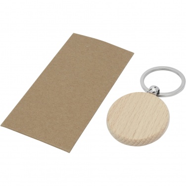 Logo trade promotional giveaways image of: Giovanni beech wood round keychain