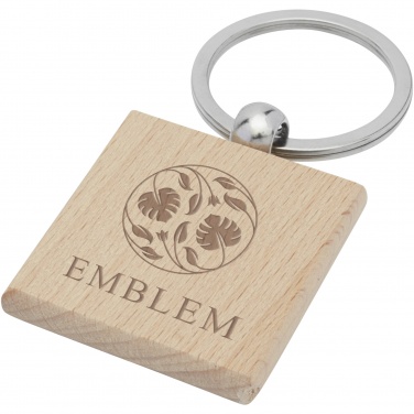 Logo trade promotional giveaways picture of: Gioia beech wood squared keychain