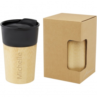 Logo trade promotional products image of: Pereira 320 ml porcelain mug with bamboo outer wall