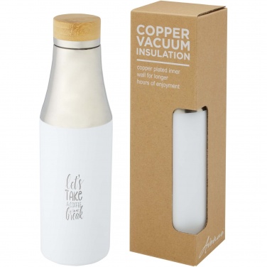 Logo trade corporate gifts image of: Hulan 540 ml copper vacuum insulated stainless steel bottle with bamboo lid
