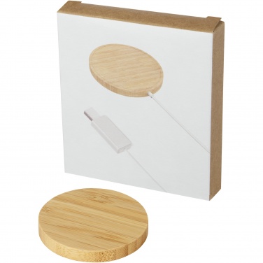 Logotrade corporate gift image of: Atra 10W bamboo magnetic wireless charging pad