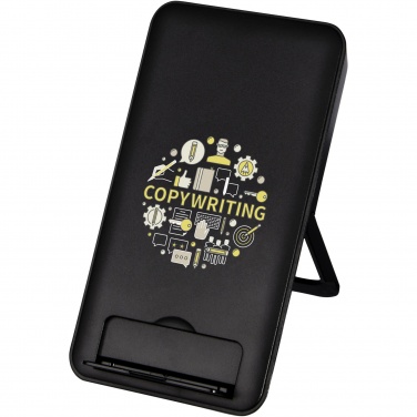 Logo trade advertising products image of: Loop 10W recycled plastic wireless charging pad with phone stand