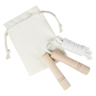 Logotrade promotional item image of: Denise wooden skipping rope in cotton pouch