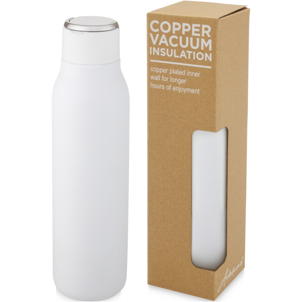 Logo trade promotional products image of: Marka 600 ml copper vacuum insulated bottle with metal loop