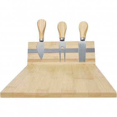 Logo trade promotional giveaway photo of: Mancheg bamboo magnetic cheese board and tools