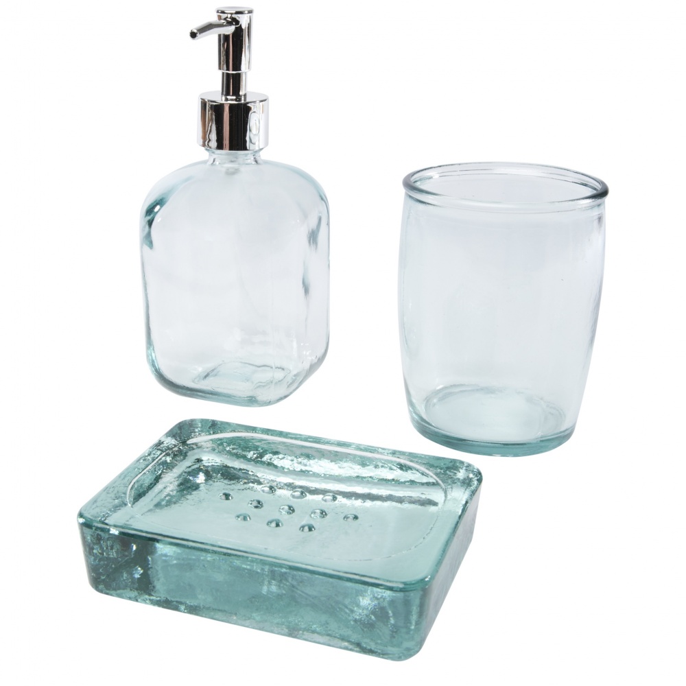 Logo trade promotional gifts image of: Jabony 3-piece recycled glass bathroom set