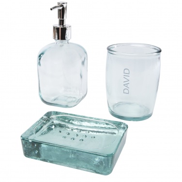 Logotrade promotional merchandise image of: Jabony 3-piece recycled glass bathroom set