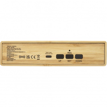 Logo trade corporate gifts picture of: Minata bamboo wireless charger with clock