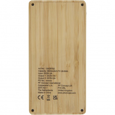 Logo trade promotional gifts picture of: Alata 8000 mAh bamboo solar power bank