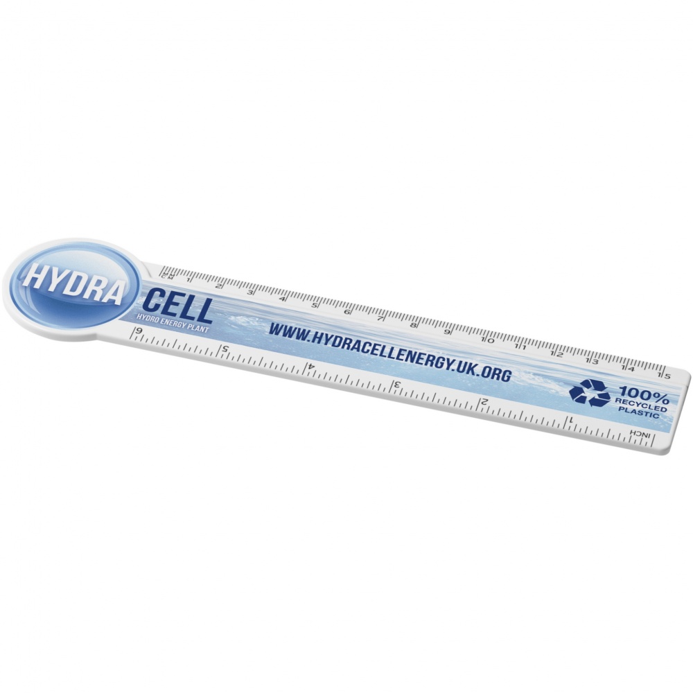 Logotrade promotional product picture of: Tait 15 cm circle-shaped recycled plastic ruler 