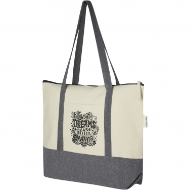 Logotrade promotional merchandise photo of: Repose 320 g/m² recycled cotton zippered tote bag 10L