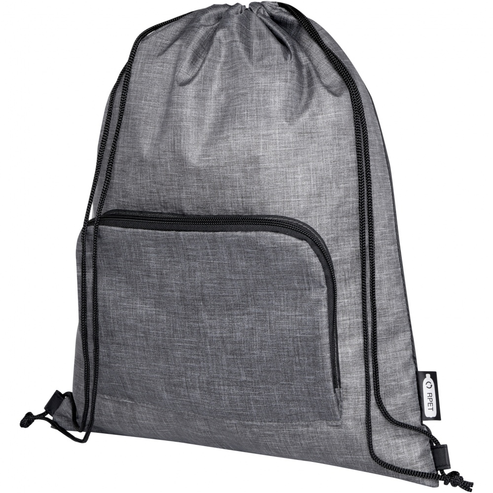 Logo trade promotional giveaways picture of: Ash recycled foldable drawstring bag 7L