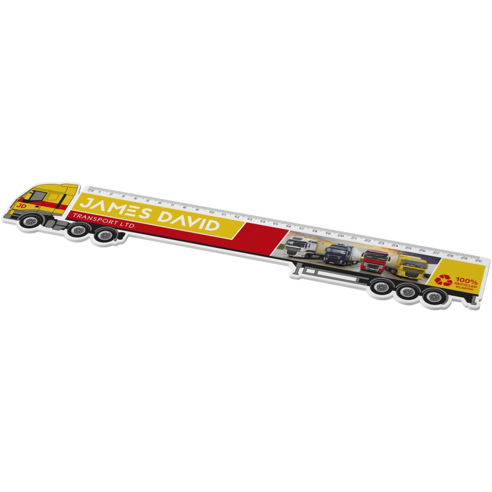 Logotrade promotional merchandise image of: Tait 30cm lorry-shaped recycled plastic ruler